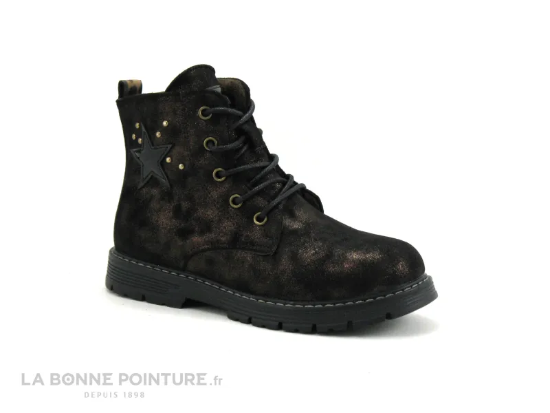 Achat chaussures 3 Pommes Enfant Botte et Bottillon, vente 3 Pommes ATOME Bronze - Boots mode fille marron a paillettes