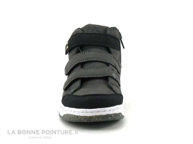 Achat chaussures Alma Planete Enfant Botte et Bottillon, vente Alma Planete ECKOS - 3 Velcros - Gris Vert Noir - Basket montante