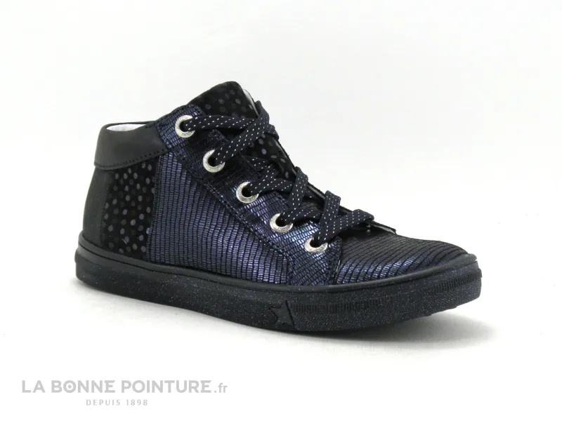 Achat chaussures Bellamy Enfant Botte et Bottillon, vente Bellamy CALIGO Iguana marine - Noir - Basket montante Fille