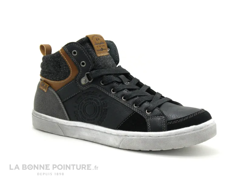 Achat chaussures Bopy Enfant Botte et Bottillon, vente SK8 by Bopy TAROULIO Noir Gris - Basket montante GARCON