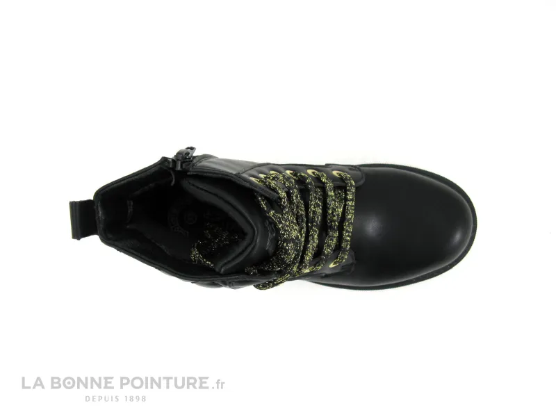 Achat chaussures Wipop Enfant Botte et Bottillon, vente Wipop XAMER Noir - Cote gaufre et lacet Or - Boots mode fille