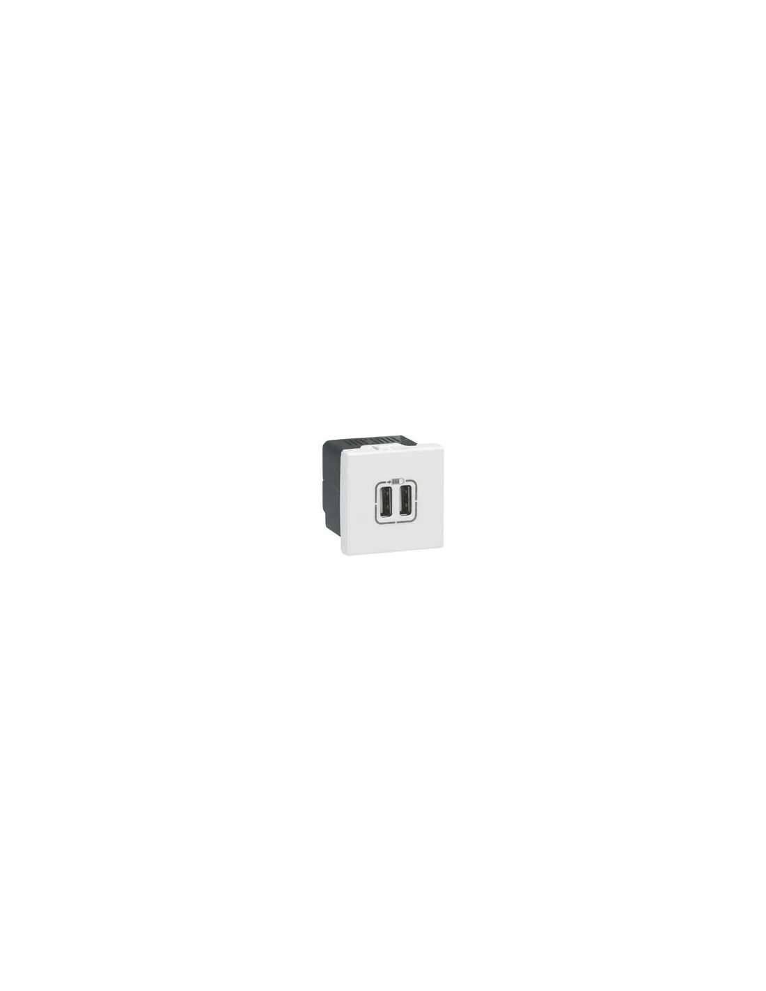 Alimentation USB 230V/5V 2 ports 2 modules blanc LEGRAND Mosaic 077594