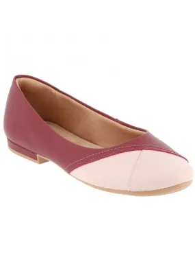 ballerines confort cuir rouge et rose sans hauteur