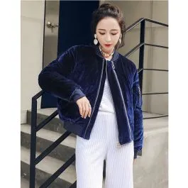 Blouson bomber en velours pour femme