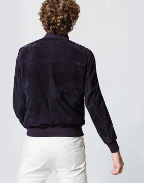 Blouson teddy en cuir marine Alan 1