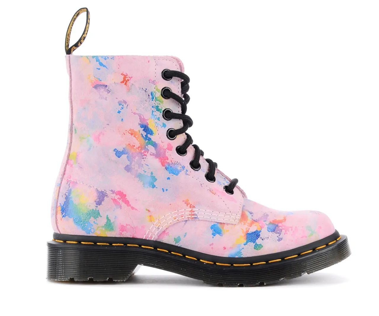 Botte combat Dr. Martens 1460 Pascal Rainbow en cuir rose