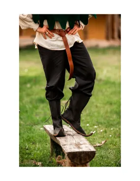 Botte pointue médiévale en cuir nubuck, noir ⚔️ Boutique Épées