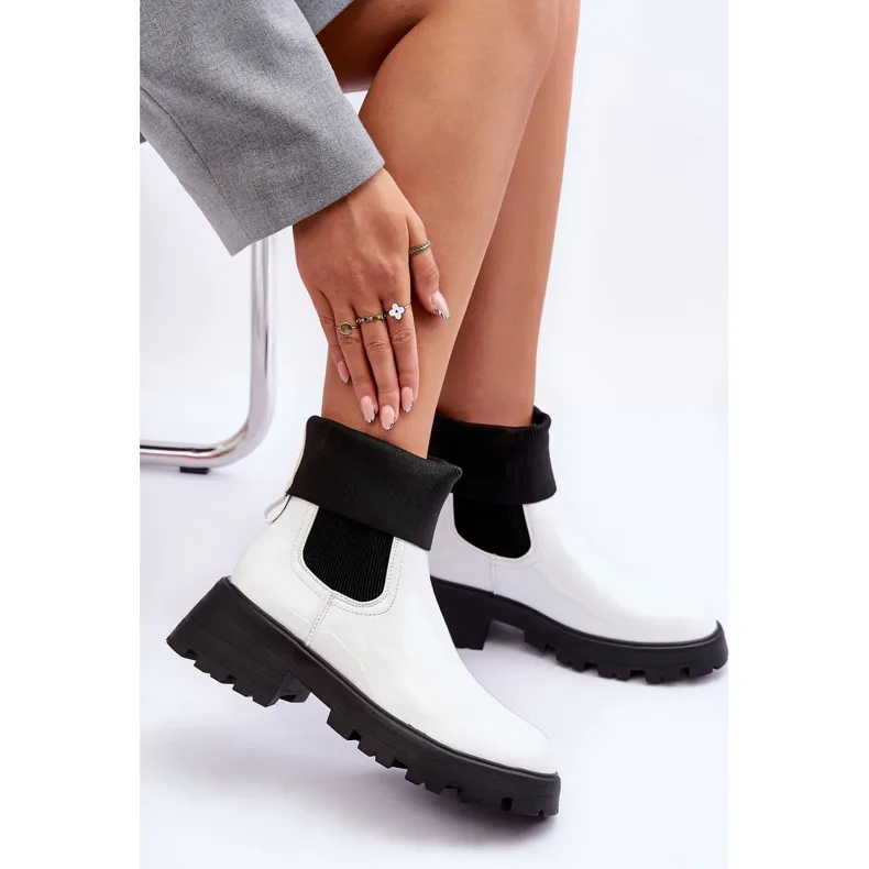 Bottines Jodhpur Laquées Femme Pavo Blanc blanche