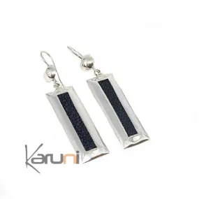 Boucles d'oreilles Argent Galuchat Noir 5060
