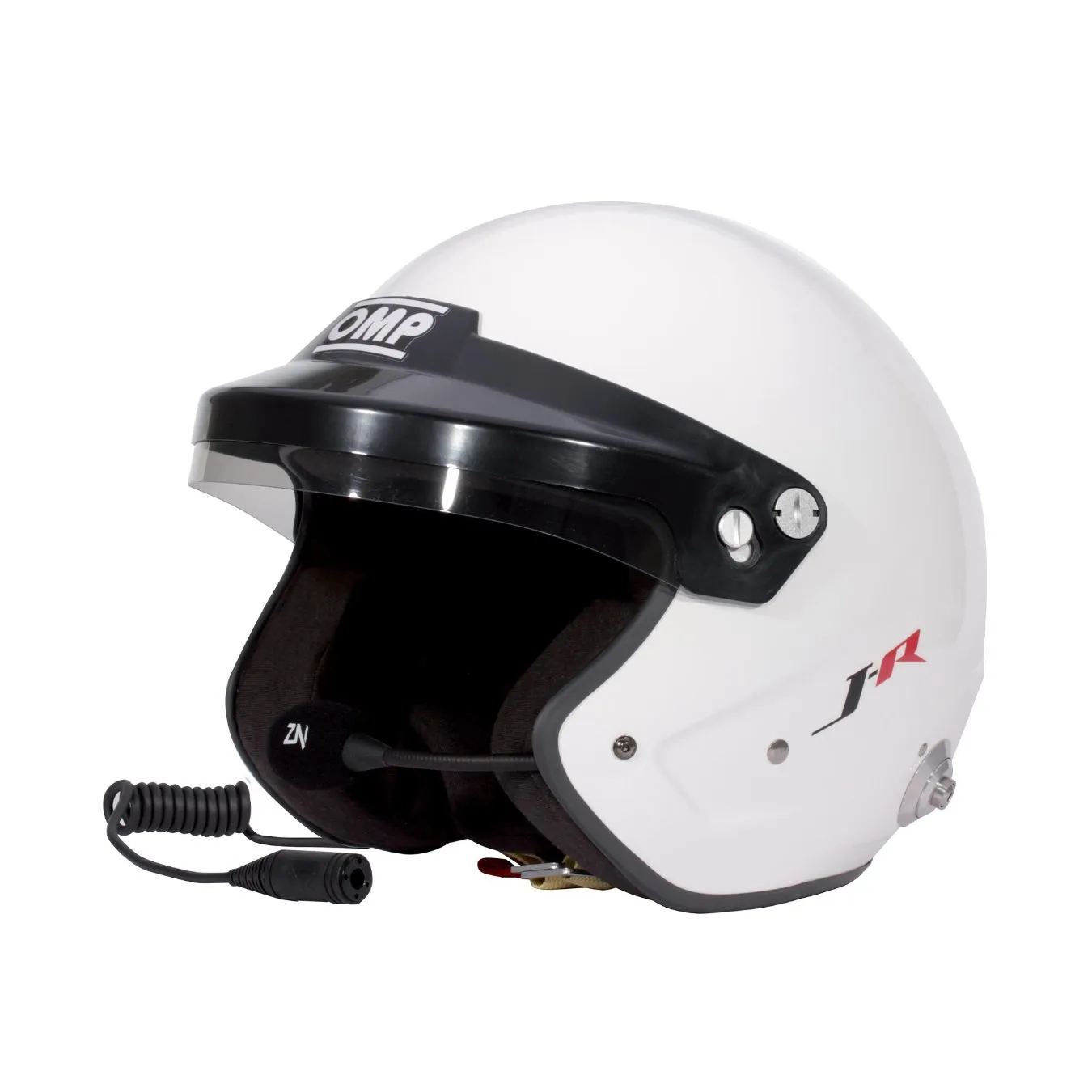 Casque jet FIA OMP J-Rally Hans Intercom blanc