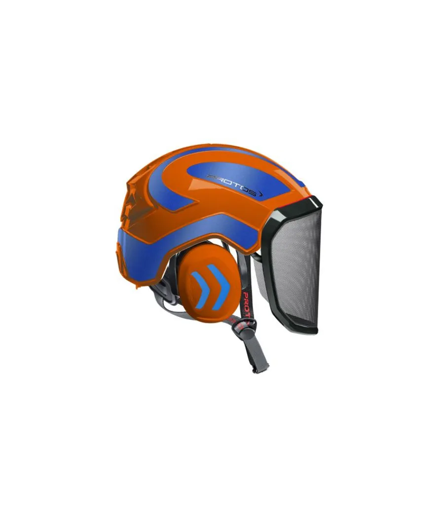 Casque Protos Integral Arborist Bicolore orange-bleu metal