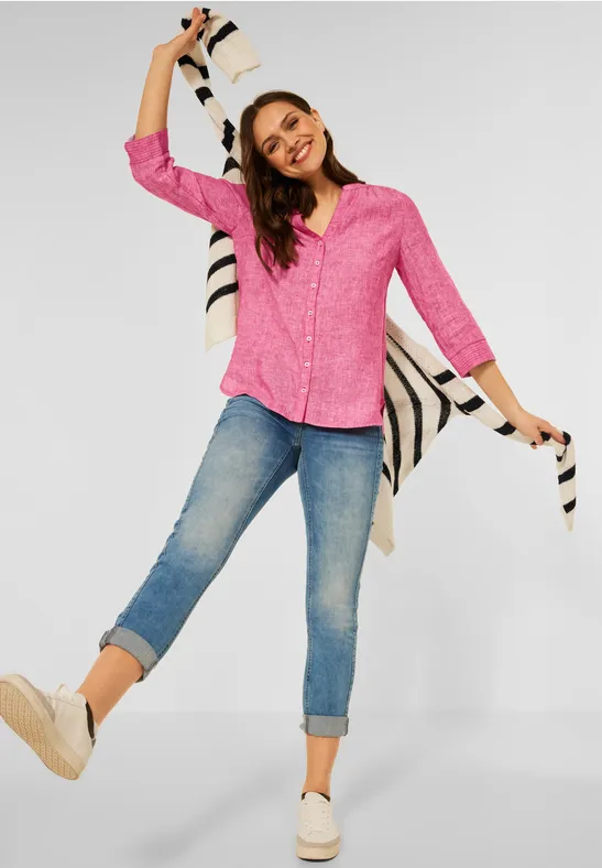 CECIL Chemisier en lin effet chambray 