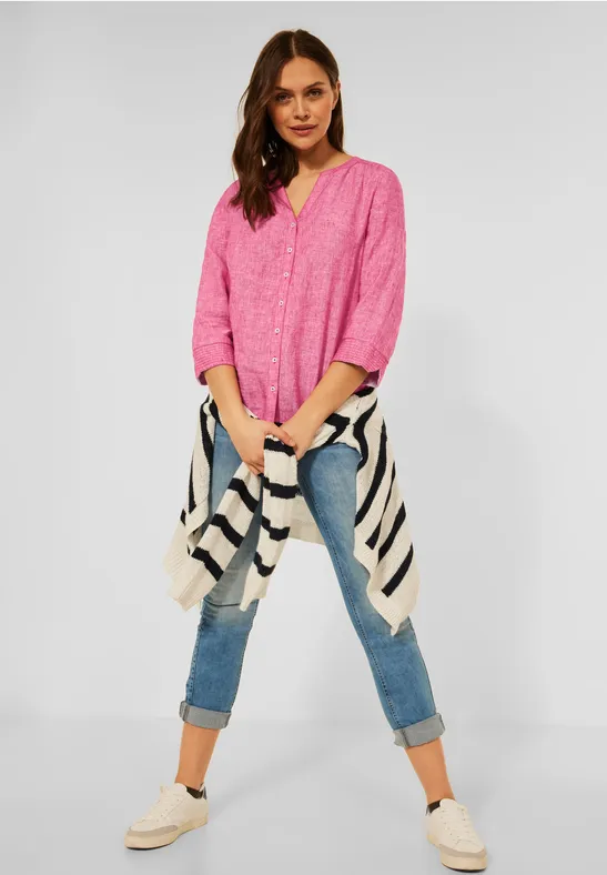 CECIL Chemisier en lin effet chambray 