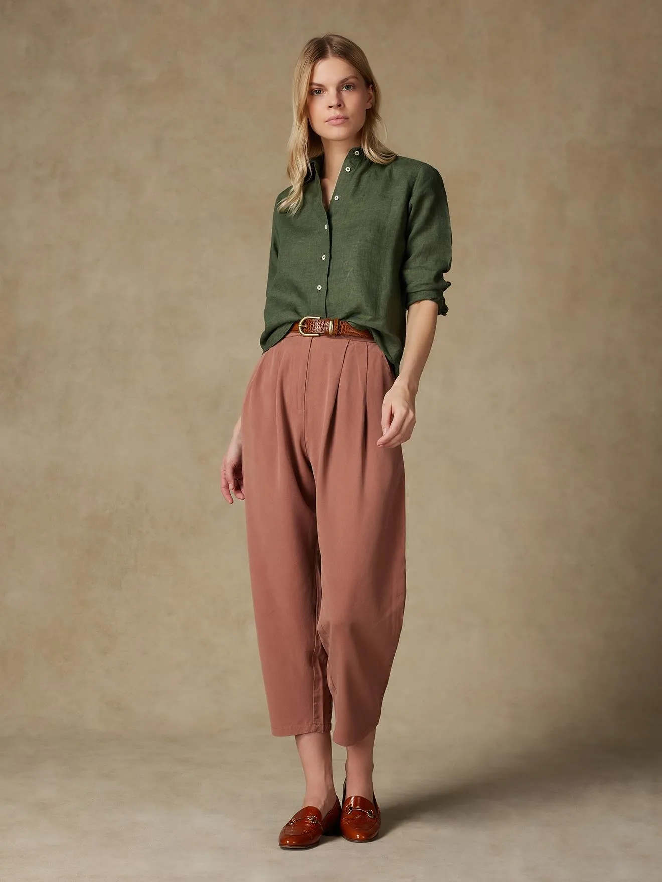 Chemise Albane en lin kaki