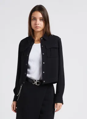 CHEMISE COURTE COL CLASSIQUE EN CRêPE - IKKS pour FEMME | Printemps