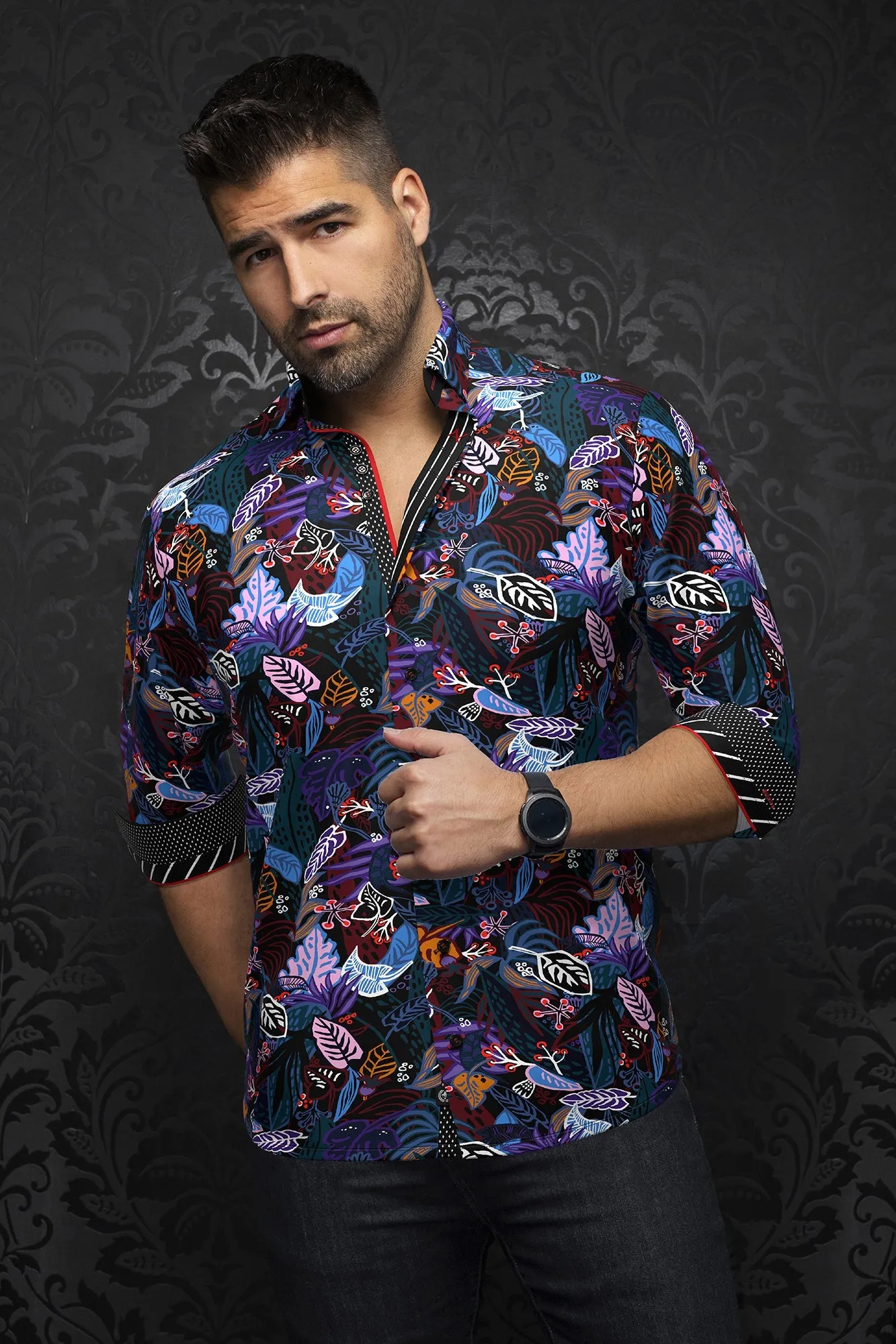 Chemise en Knit Au Noir | CENTURION Noir Violet