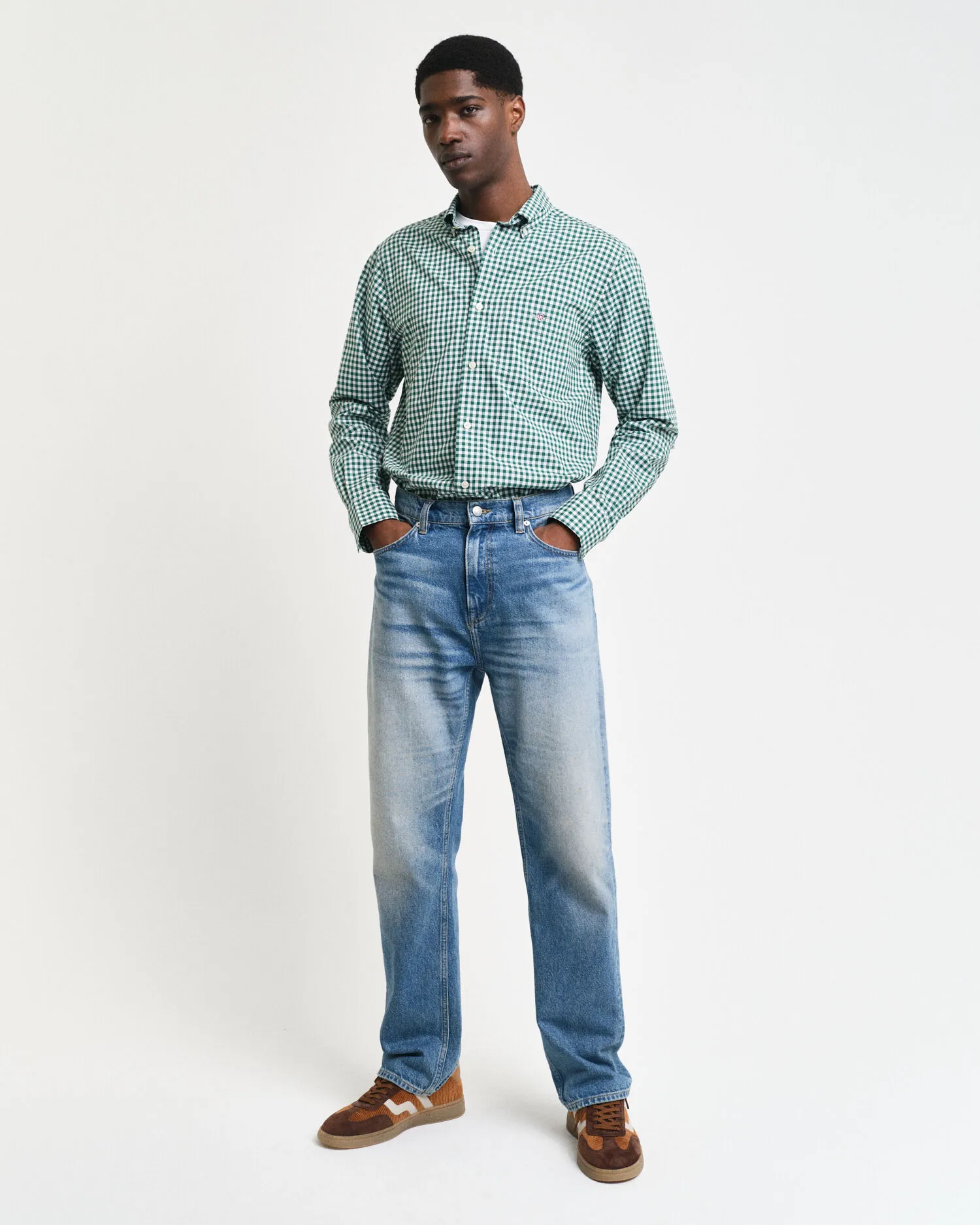 Chemise regular fit en popeline à carreaux vichy classique