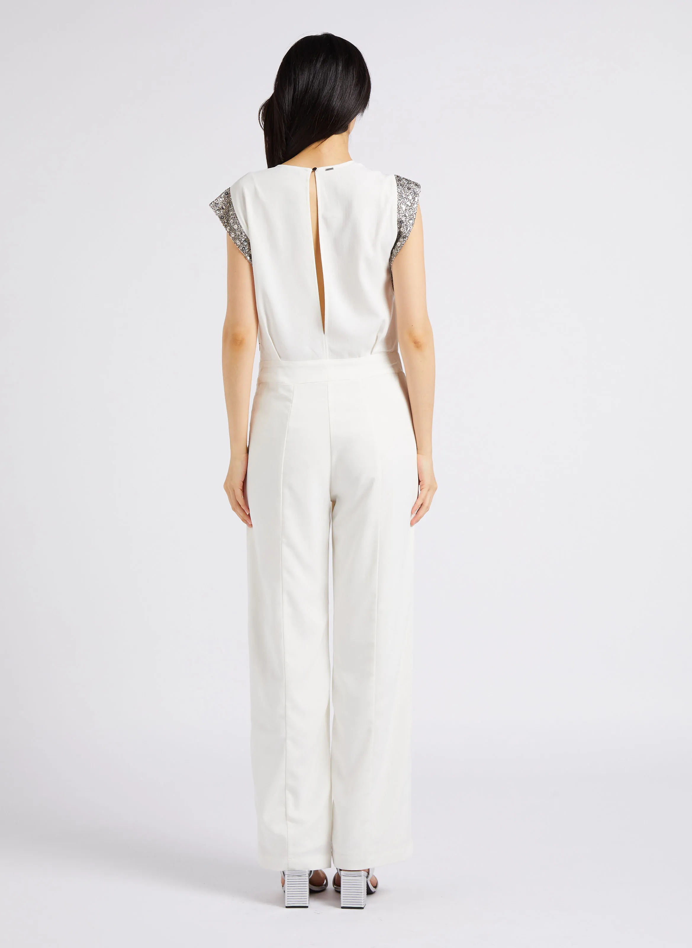 COMBINAISON DROITE COL ASYMéTRIQUE à SEQUINS ET PERLES - IKKS pour FEMME | Printemps