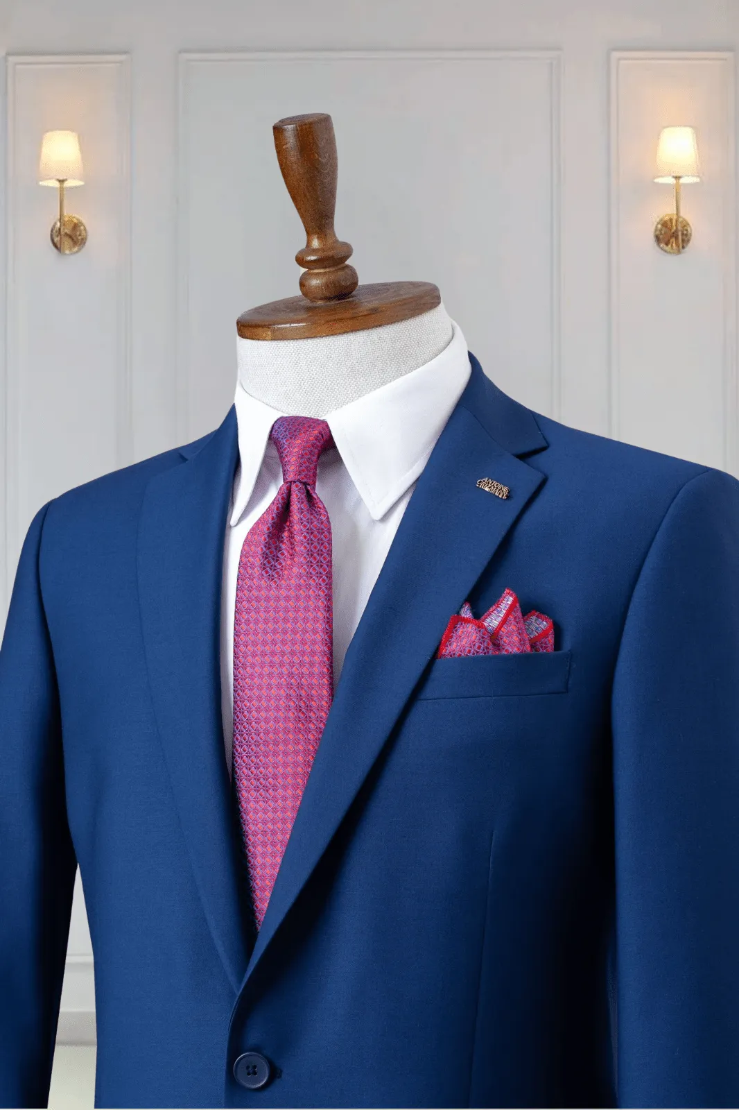 Costume 2 Pieces bleu royal un bouton
