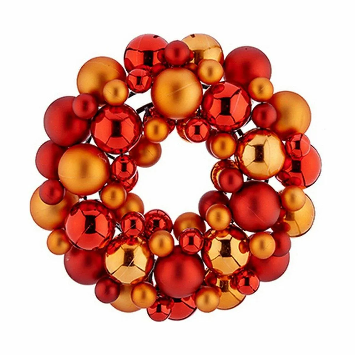 Couronne de Nol Balles Rouge Orange PVC 35 x 10 x 35 cm (4 Unités)