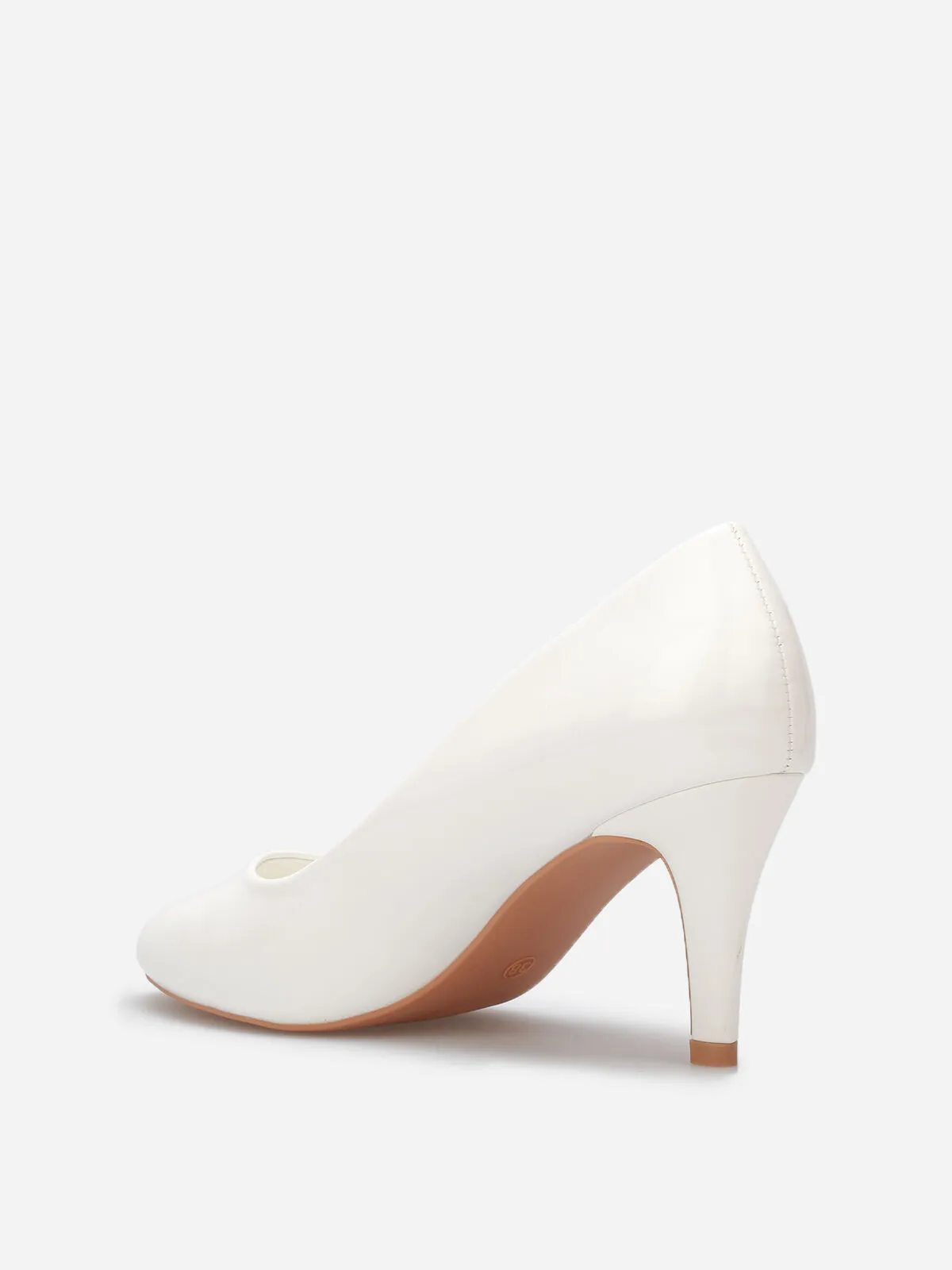 Escarpins vernis à petit talon- Blanc
