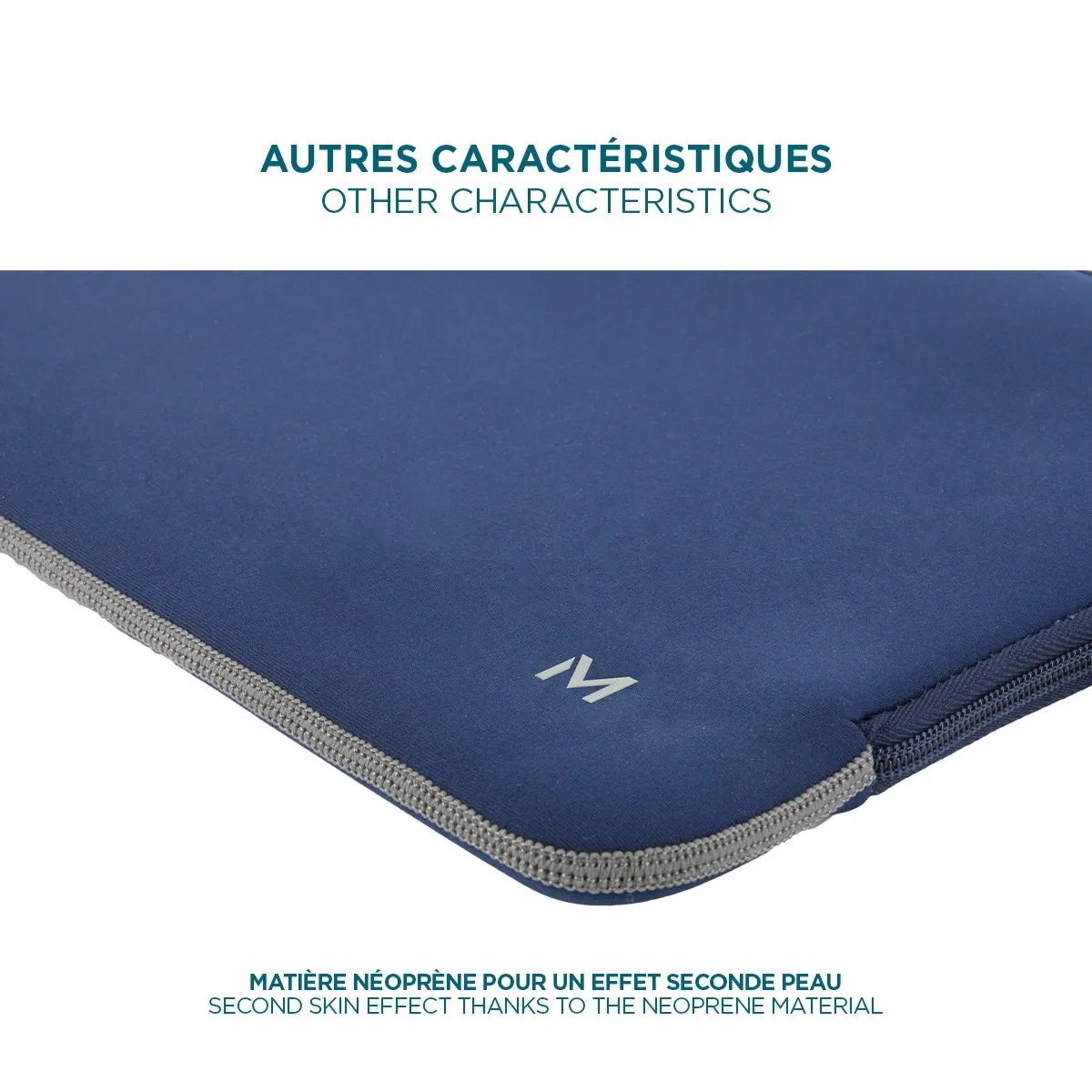 Housse pour ordinateur portable jusqu'à 16'' - Bleu marine & Gris - Skin