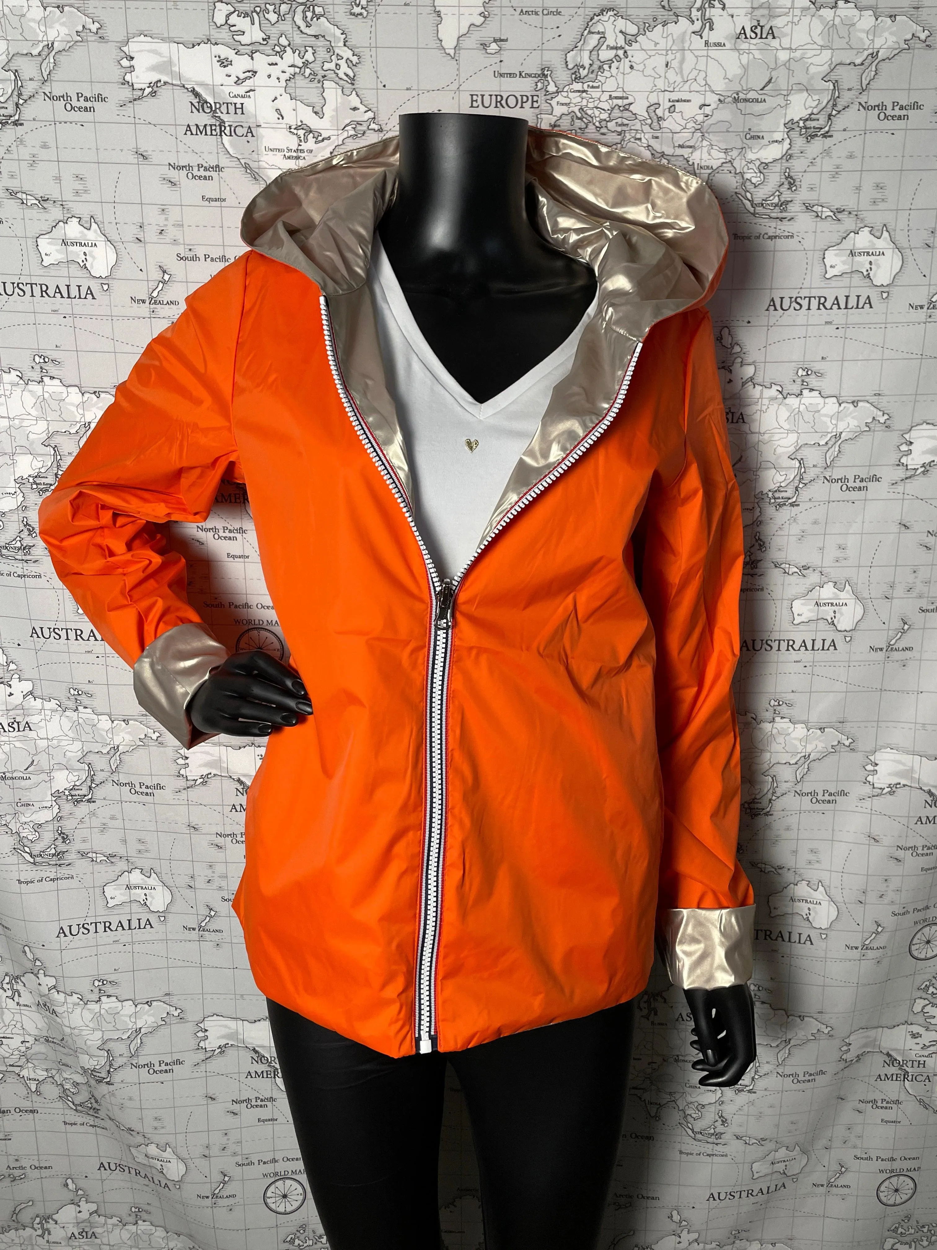Imperméable réversiblecourt sans garnissage ouate marque Laura Jo couleur Orange Doré