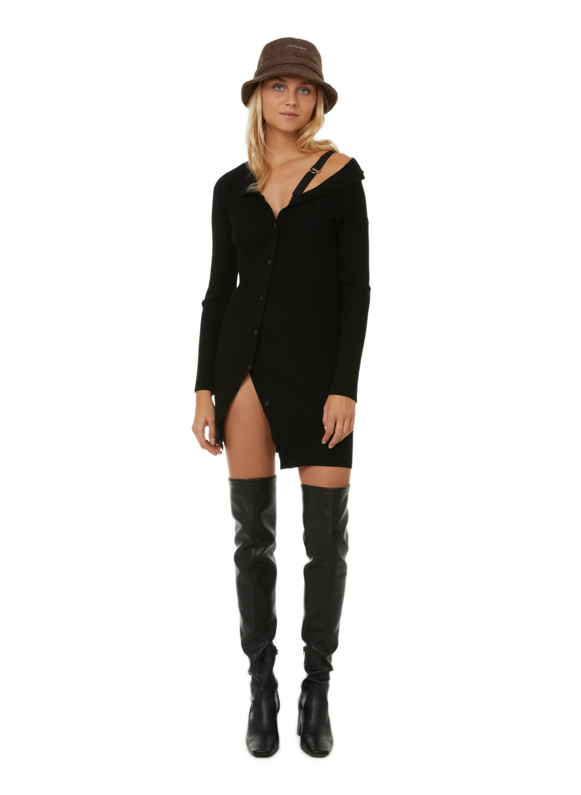 JACQUEMUS  La Robe Maille Colin - Noir