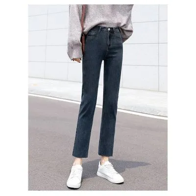 Jean flare évasé court pantalon taille haute pour femme