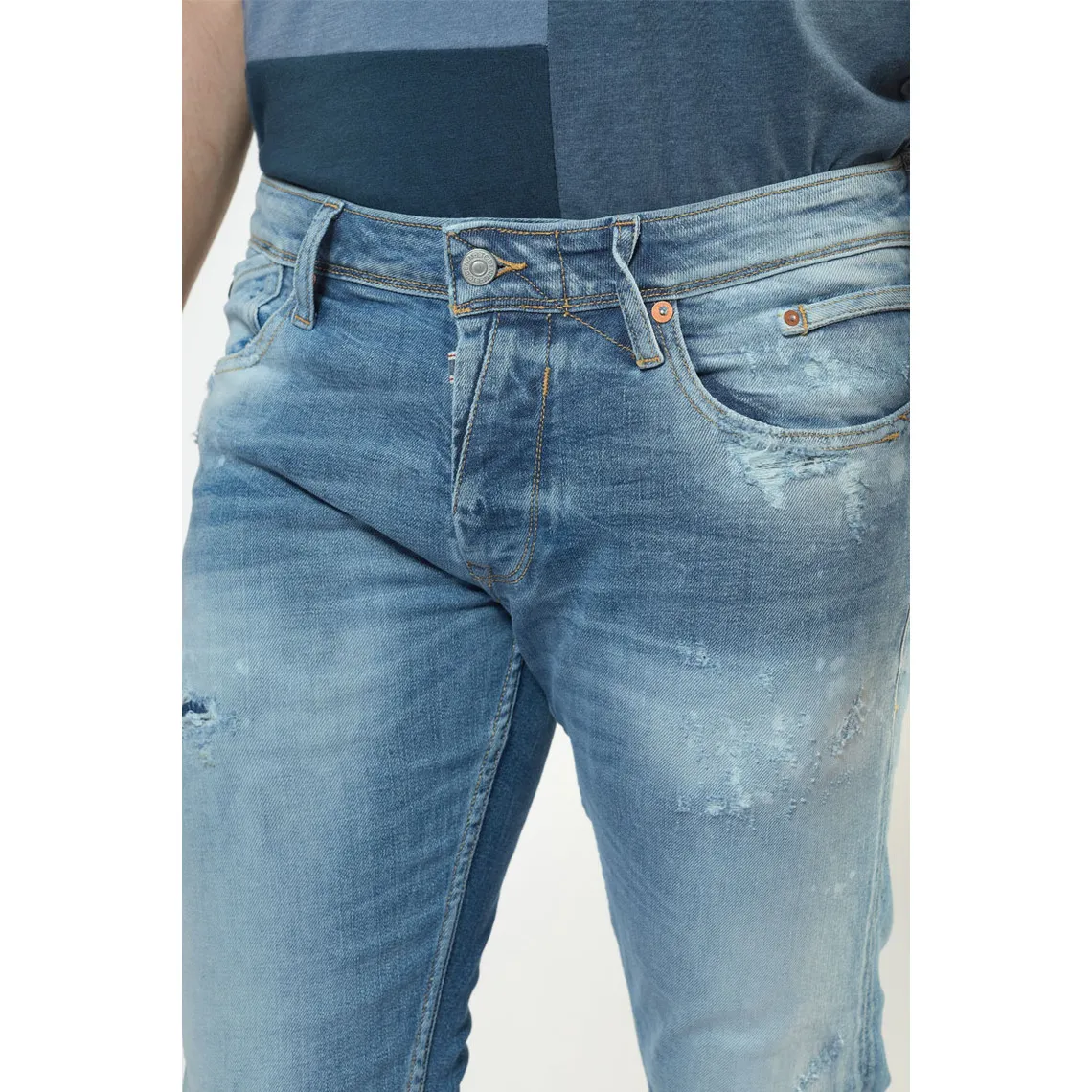 Jeans slim stretch 700/11, longueur 34 bleu Nico Le Temps des Cerises - Jean Homme sur MenCorner