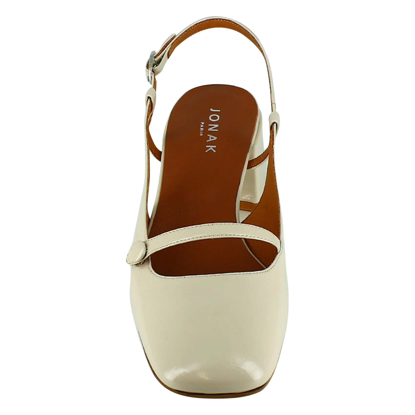 JONAK  Babies slingback à talons en cuir verni dario - Blanc