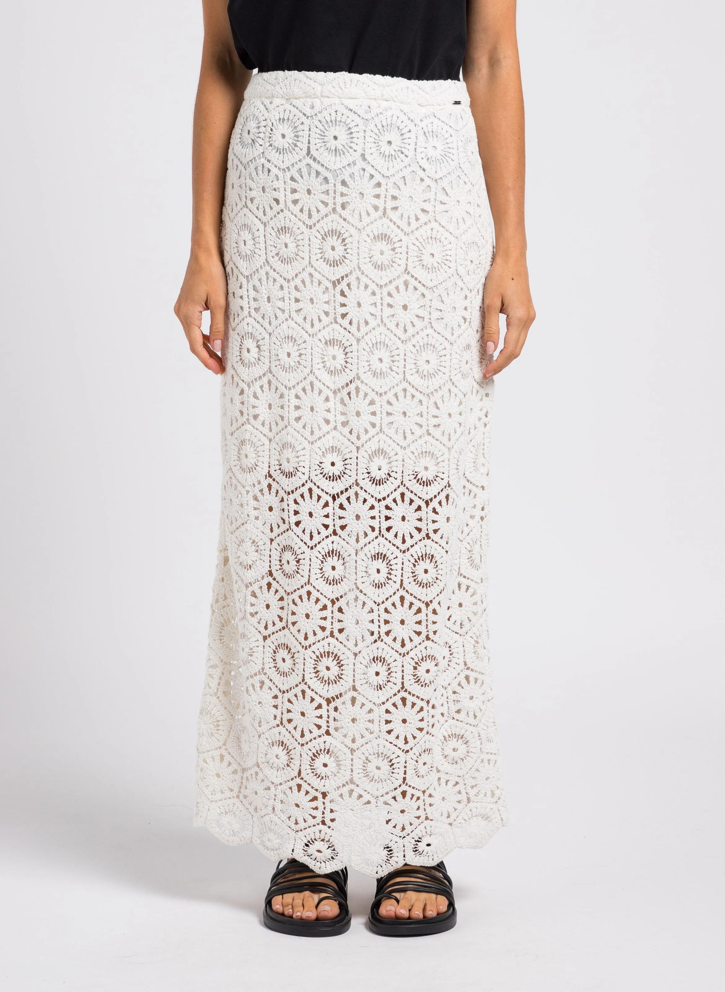 JUPE LONGUE CROCHET EN COTON - IKKS pour FEMME | Printemps