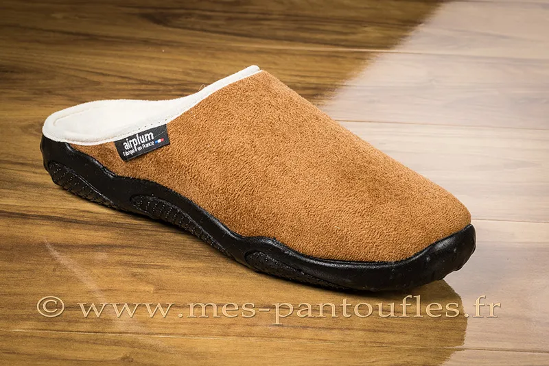 Mules hommes camel fourées laine