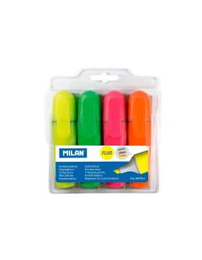 Pack De 4 Fluorescents Marqueurs Pointe Biselée Milan - 64083
