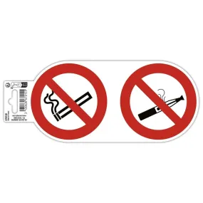 Panneau PVC adhésif antidérapant interdit de vapoter et de fumer 10cm rouge