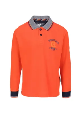 Polo garon orange avec motif arrière