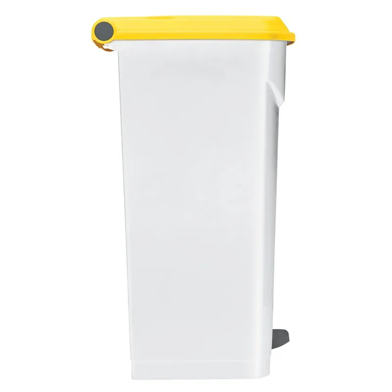 Poubelle de tri à pédale 100L blanche couvercle jaune