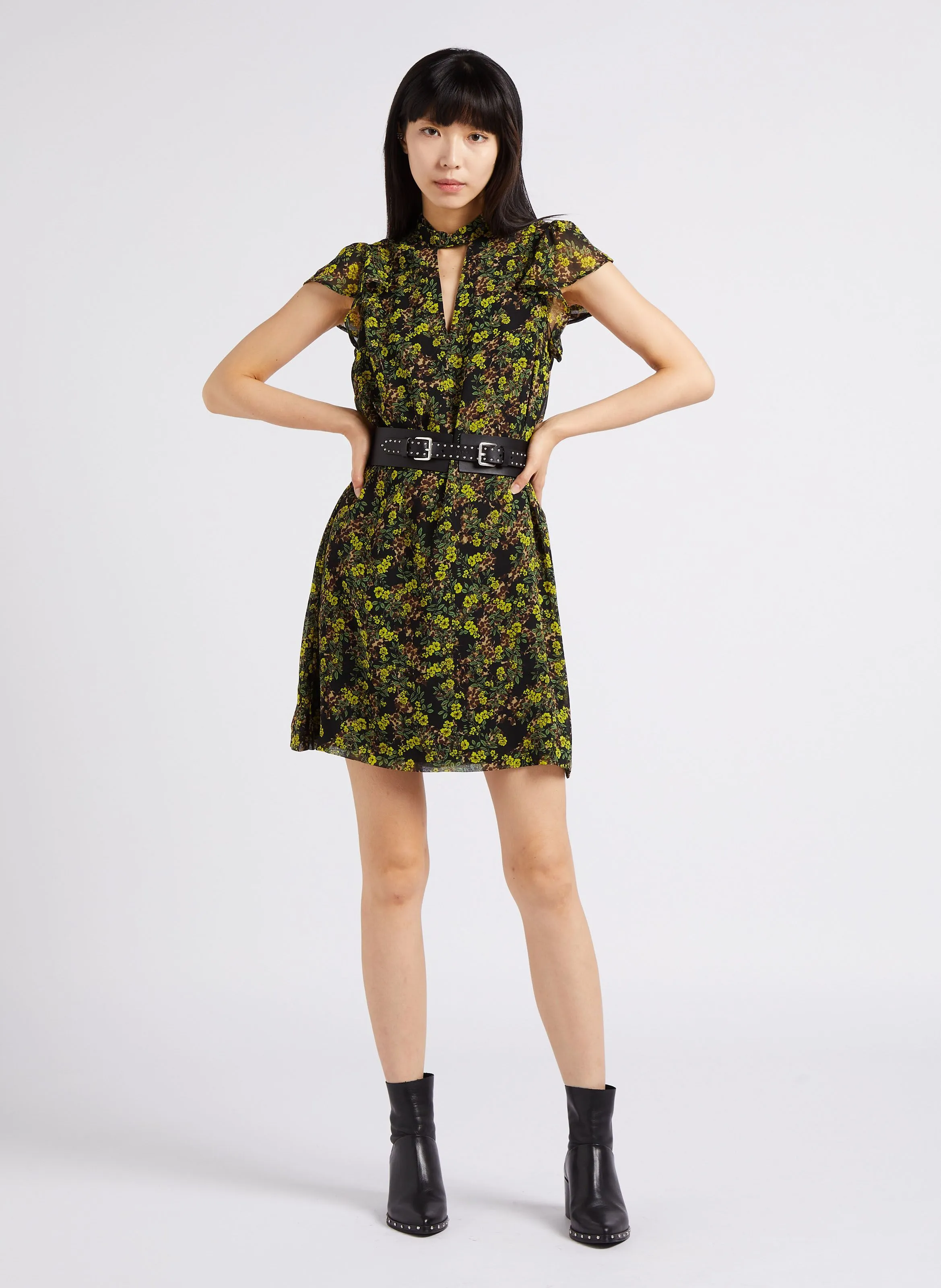 ROBE COURTE COL MONTANT IMPRIMé FLEURI - IKKS pour FEMME | Printemps