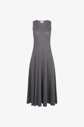 Robe débardeur évasée en maille côtelée