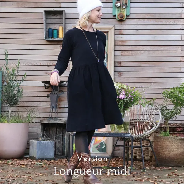 Robe Mia midi - flanelle de coton quadrillé or