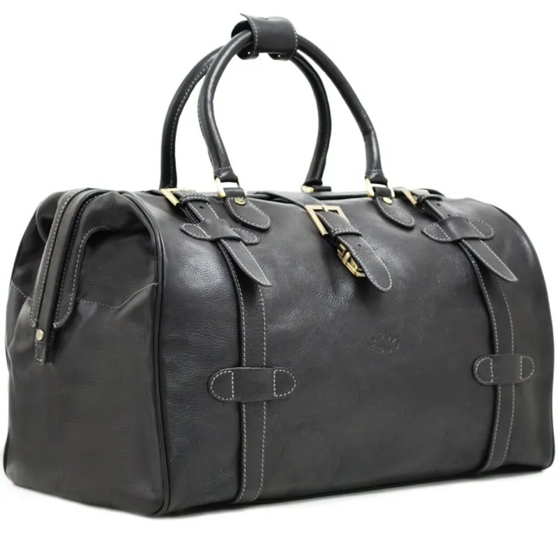 Sac de voyage en cuir KATANA "Billy" noir | Planetebag.com