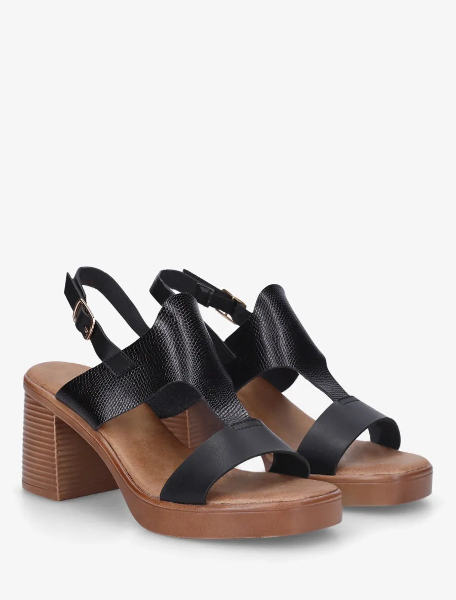 Sandales à talon en simili effet grainé