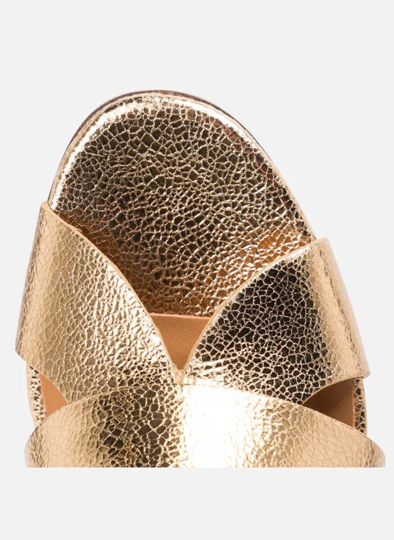 Sandales à talons en cuir n551 | Doré