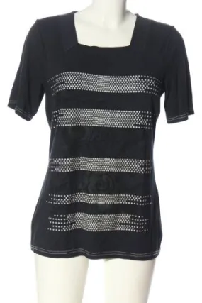Signature T-shirt bleu-blanc motif de tache style décontracté