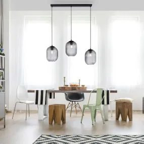 Suspension Art Déco noire avec verre fumé 3 lumières - Chris