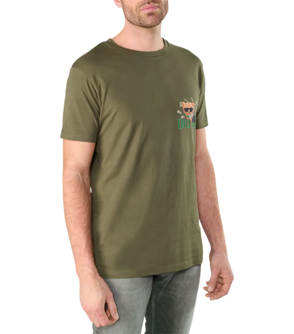 T-shirt Le Temps des Cerises coton avec manches courtes et col rond kaki