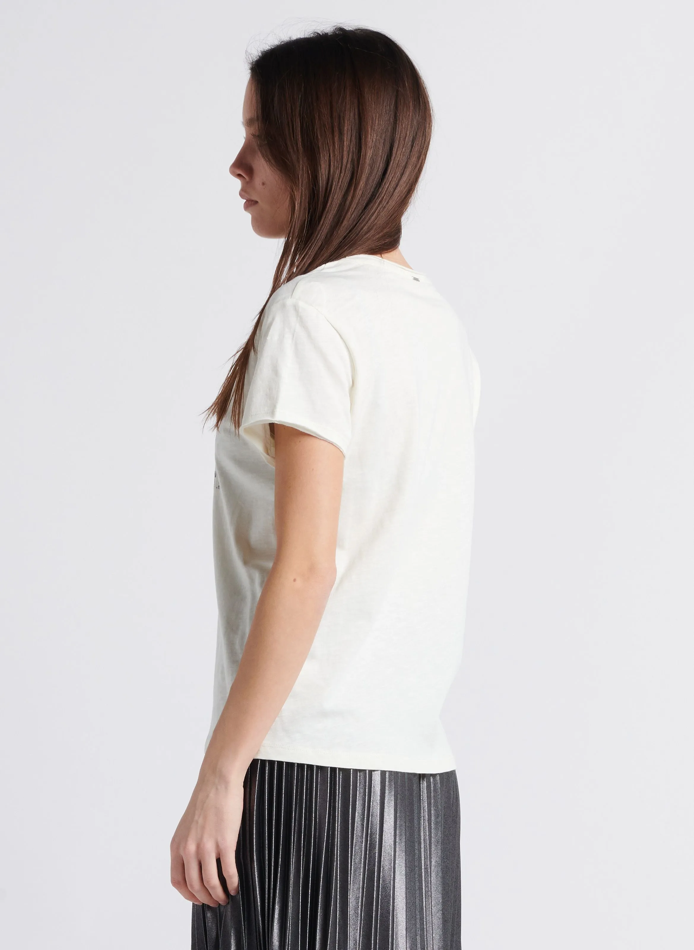 TEE-SHIRT COL V EN COTON - IKKS pour FEMME | Printemps
