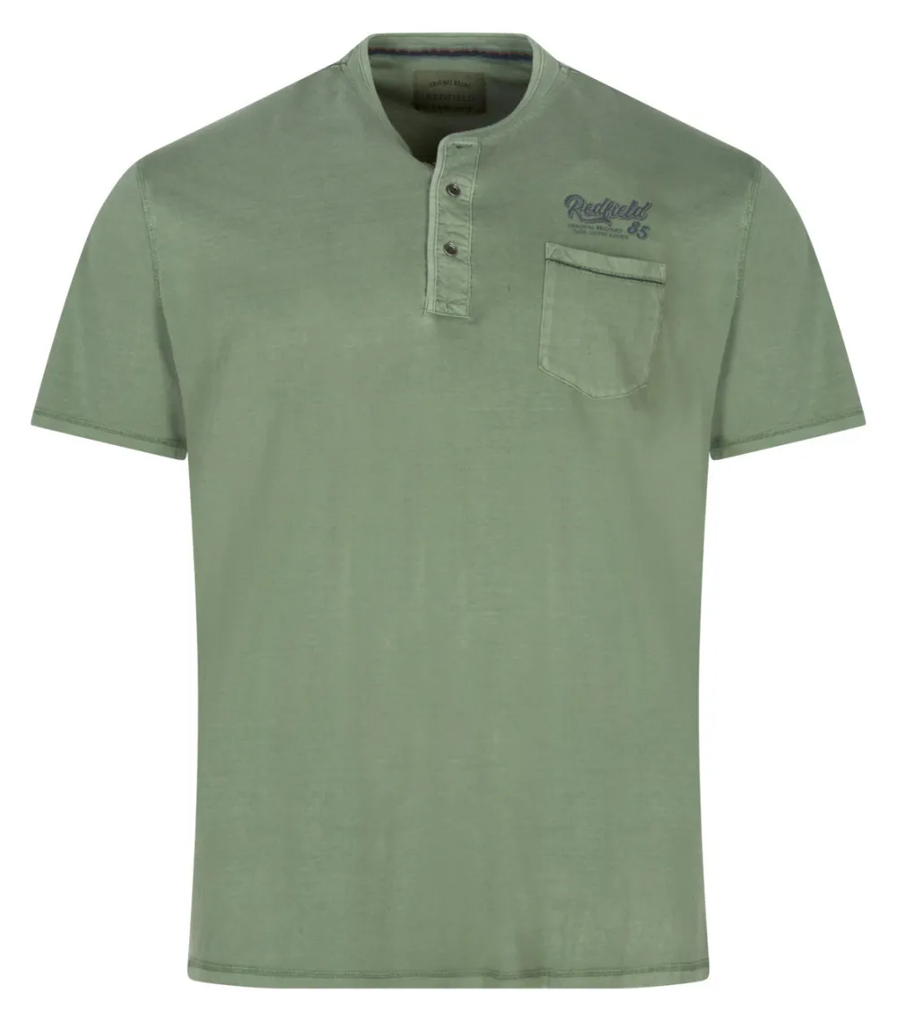 Tee-shirt manches courtes avec un col tunisien Redfield en coton kaki