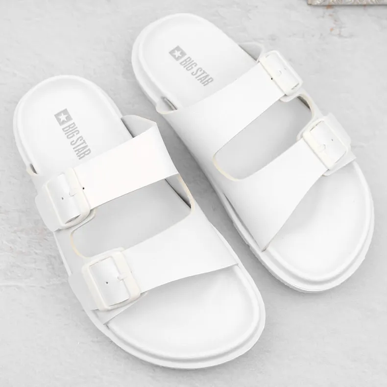 Tongs femme en mousse à boucles, blanc Big Star NN274A751 blanche