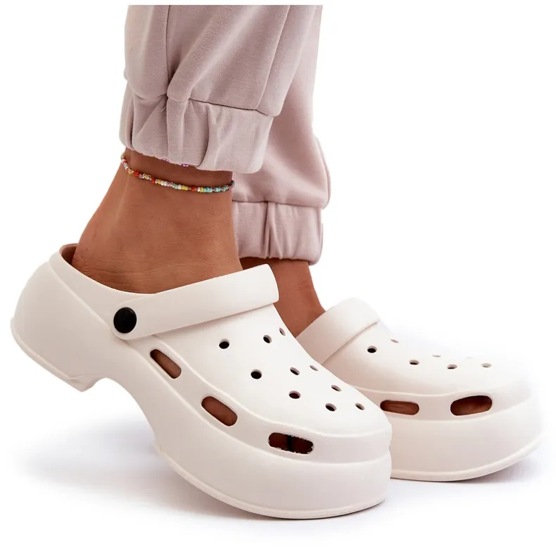 Tongs femme en mousse à semelle massive, Blanc Danollia blanche